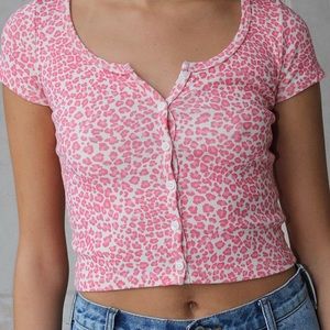 Brandy Melville Pink Cheetah Print Zelly Top